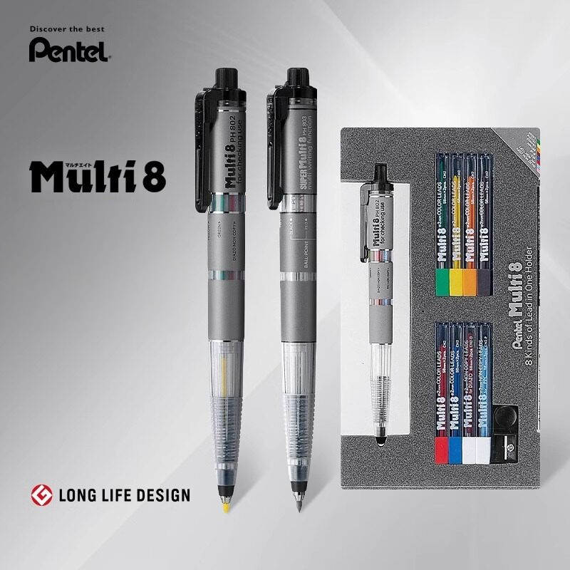 Japão Pentel/Multi+8 Conjunto de lápis de cor Lápis mecânico multifuncional de chumbo de oito cores 802/803 Lápis mecâni