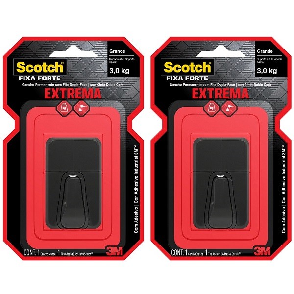 Kit com 2 Gancho Grande SCOTCH 3KG Preto