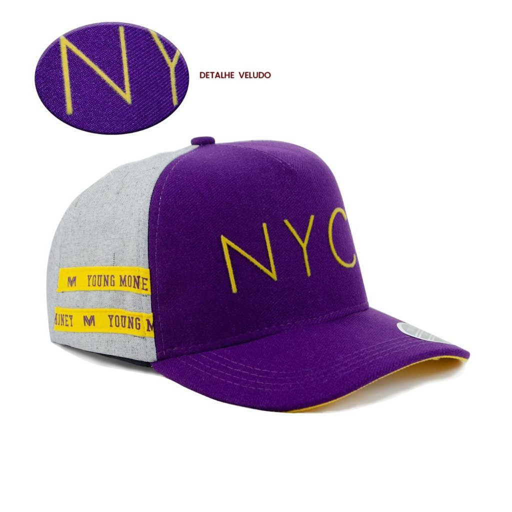 Boné NYC Aba Curva Young Money Snapback Roxo