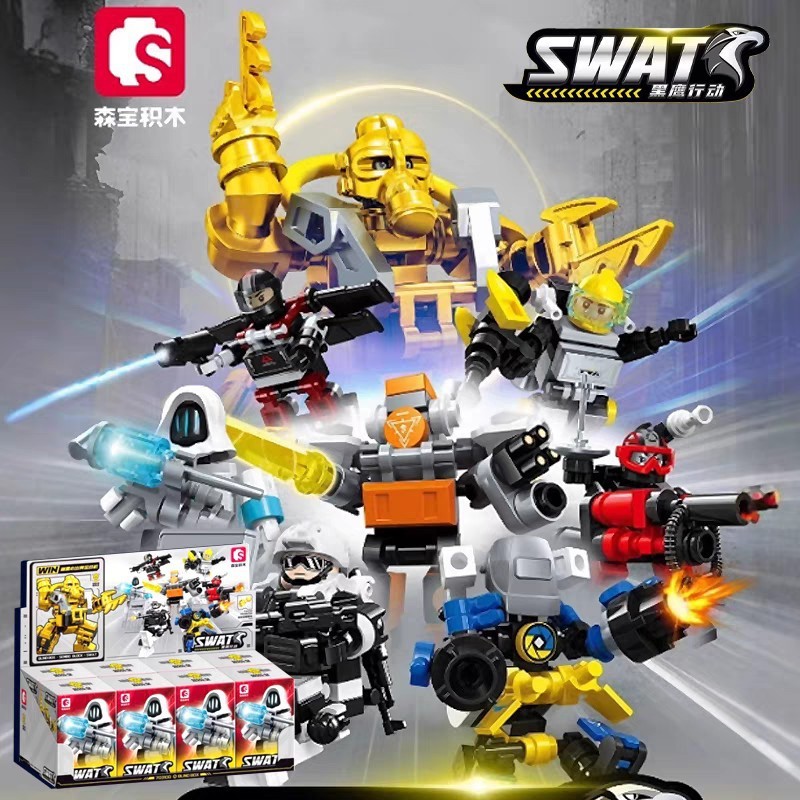 Sembo Blocos de Construção Black Hawk Action Iron Guard SWAT Minifigura Brinquedo de Montagem