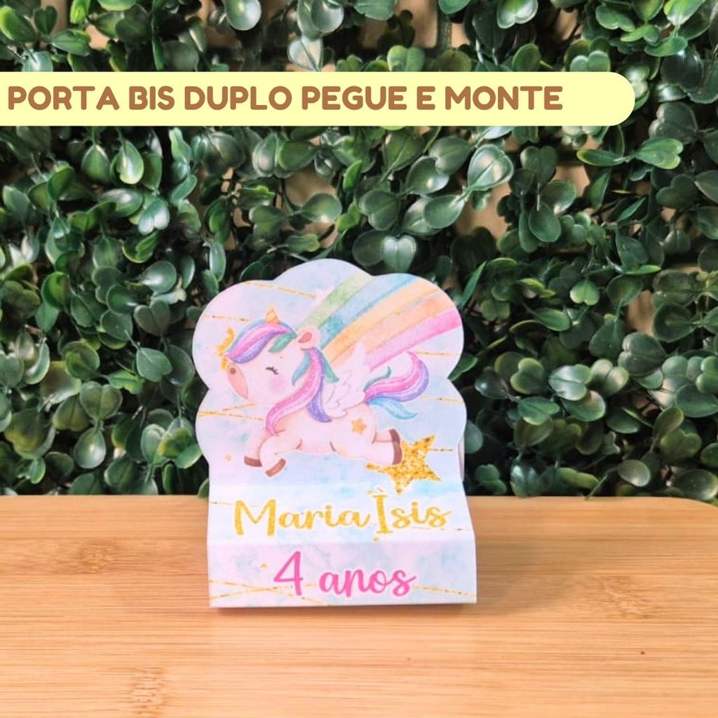 Porta Bis Duplo Unicórnio  | Lembrancinhas personalizadas | Mimos | Aniversário infantil | (PEGUE E MONTE)