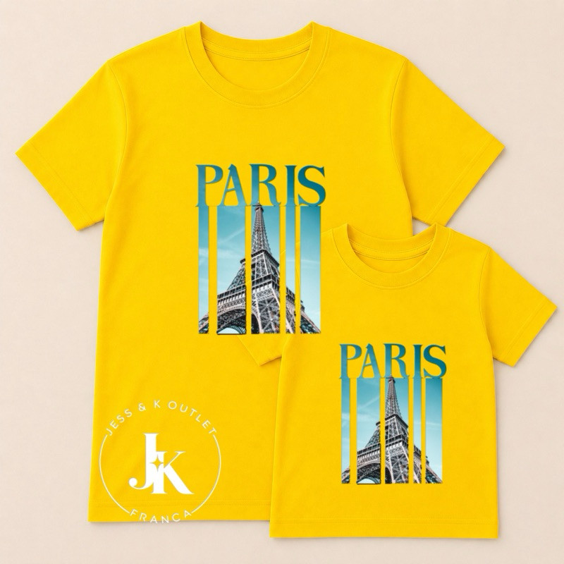 Kit Camisetas Paris Eiffel Tal Pai Tal Filho Tal Mãe Tal Filho Disponível em várias cores