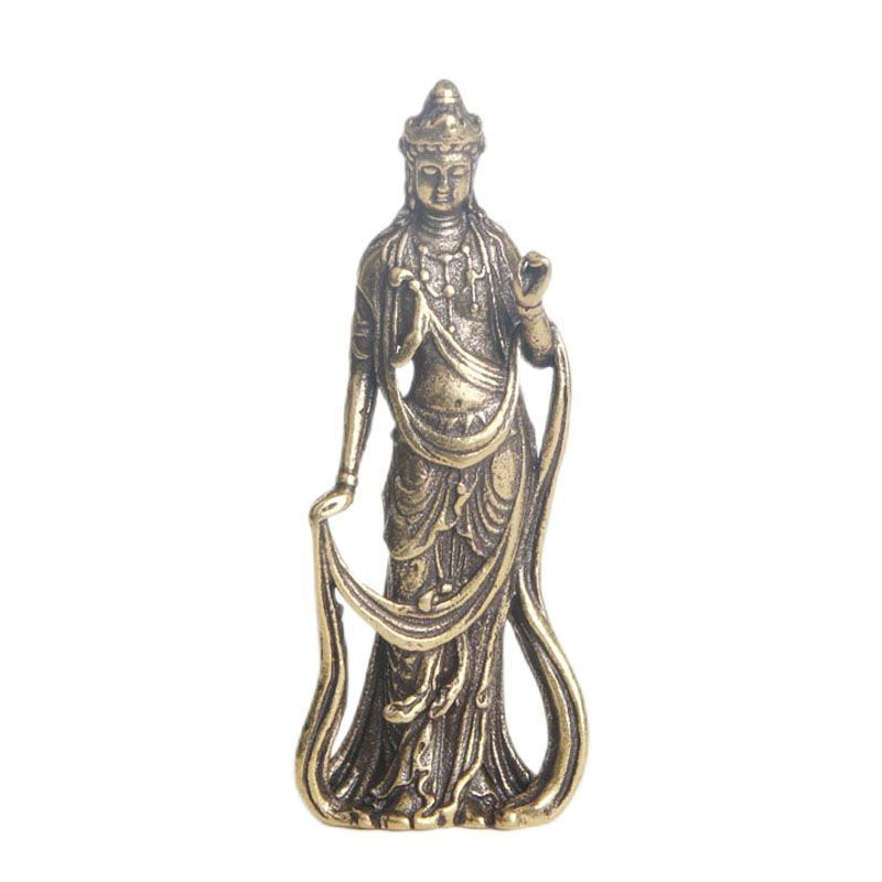 Retro latão Da Shizhi Bodhisattva estátua de bronze ornamentos de mesa escultura em bronze estátua Guanyin artesanato co