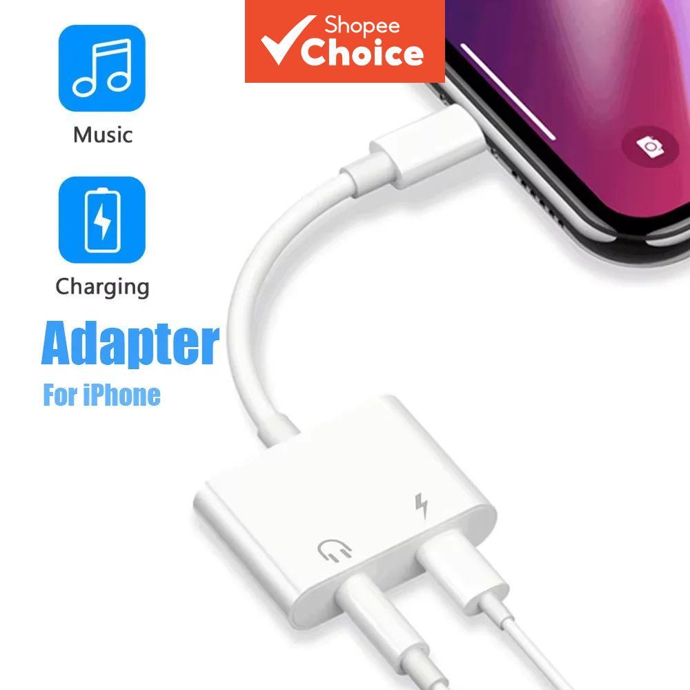 Adaptador de áudio 2 em 1 trançado com conector Lightning para 3,5 mm e carregamento para iPhone 14 Pro, cabo de áudio