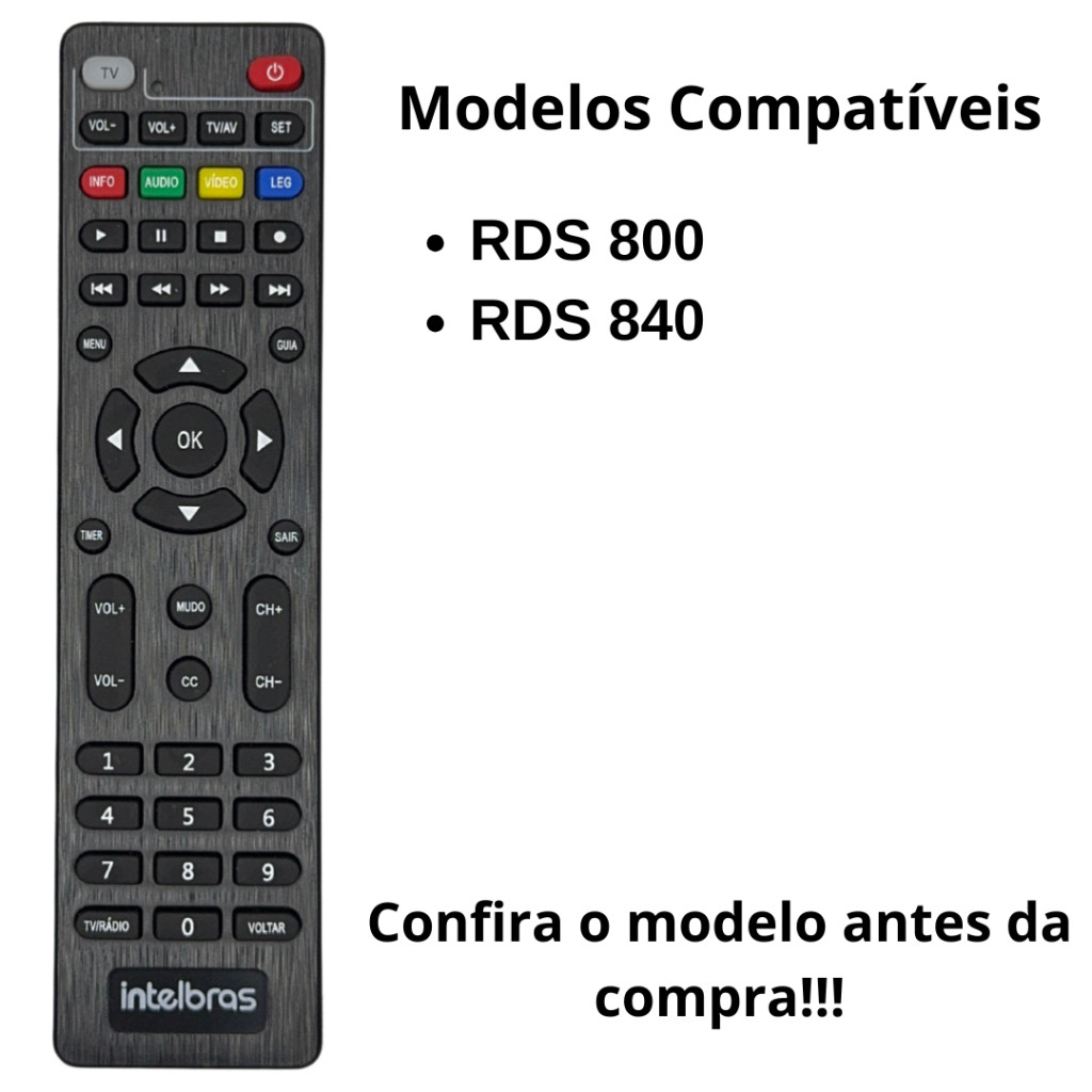7366 Controle Remoto para Conversor INTELBRÁS Digital SAT HD REGIONAL PARABÓLICA RDS 840 RDS 880
