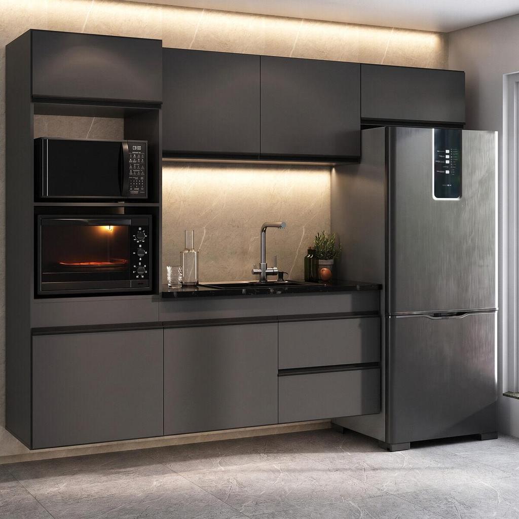 Armário Cozinha Modulada Completa Suspensa 251,5cm Milano Multimóveis MP2408