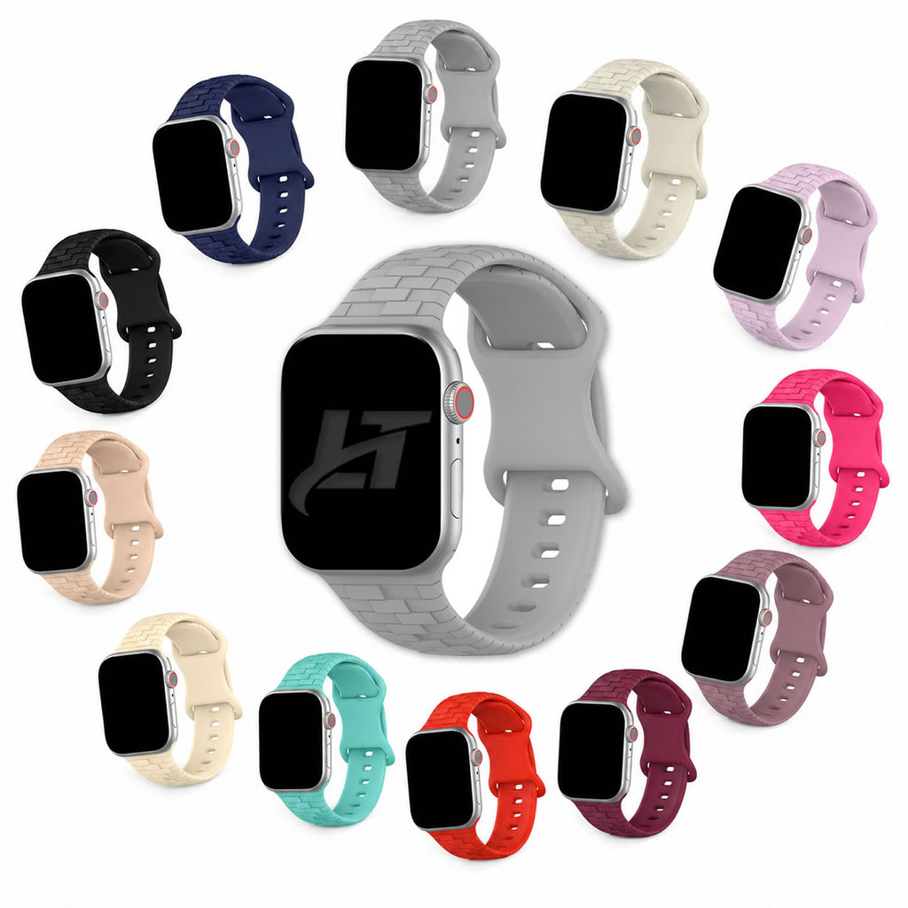 Pulseira Silicone Tijolinho LTimports P/ Apple Watch 46mm 11/10 45mm 9/8/7 44mm 6/5/4/SE 42mm 3/2/1 e Watch Ultra 49mm