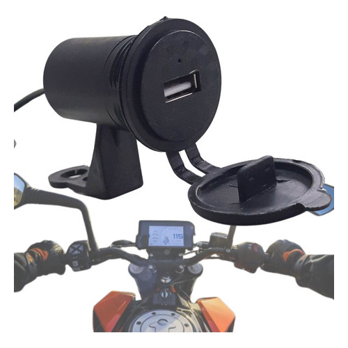 Carregador Usb Celular Moto Bike Universal 12v Saída 5v 1.5A Resistente Água Ip67 Guidão Retrovisor em Oferta na Shopee