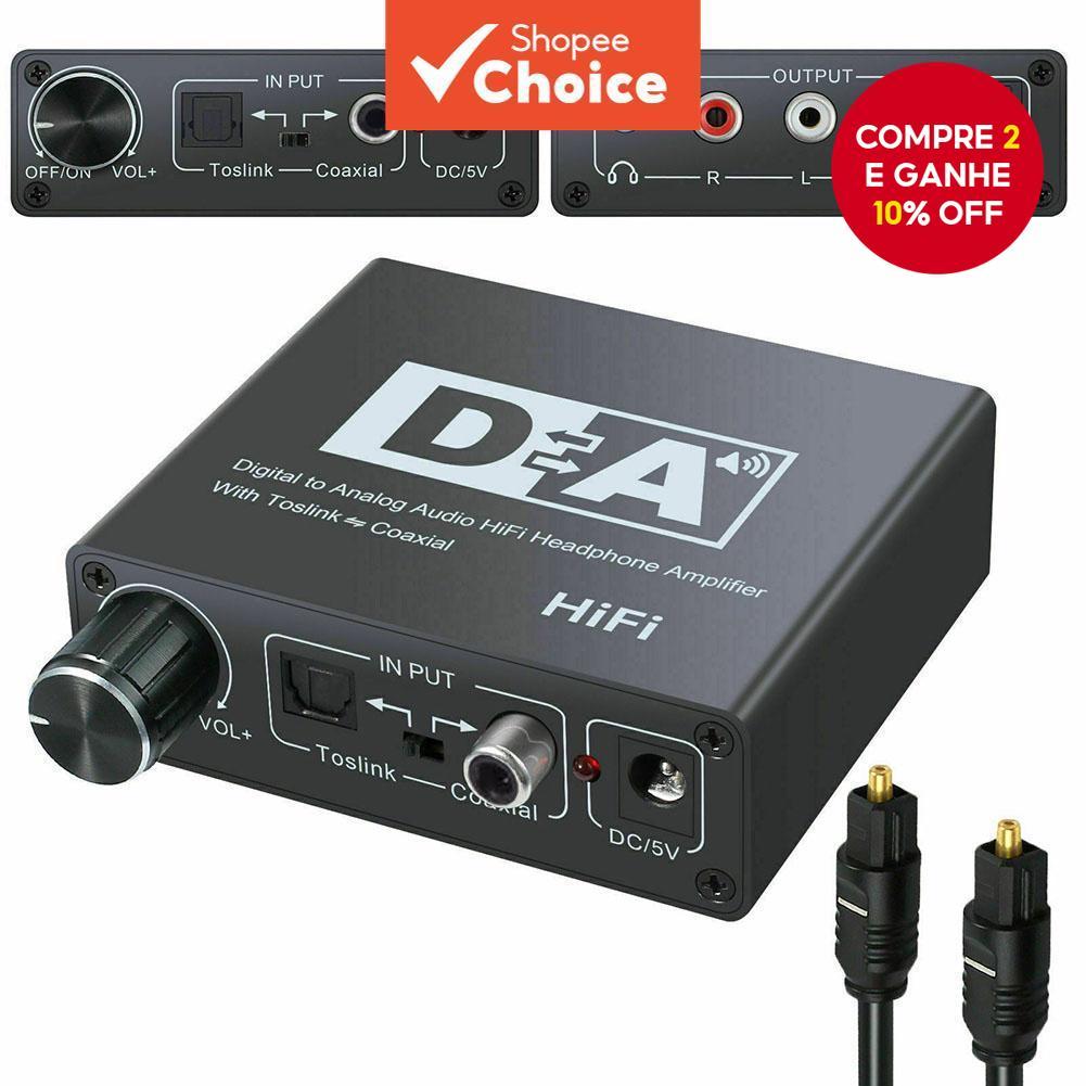 Hifi DAC Amp Digital a Analog 24bit RCA 3.5mm Toslink Óptico Saída Coaxial Fone de Ouvido Portátil em Oferta na Shopee