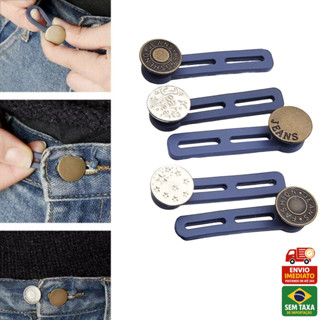 Extensor de Botões Calça Jeans Ajuste Duplo Unissex Confortável Silicone Aumenta Medidas Extende Botão em Oferta na Shopee
