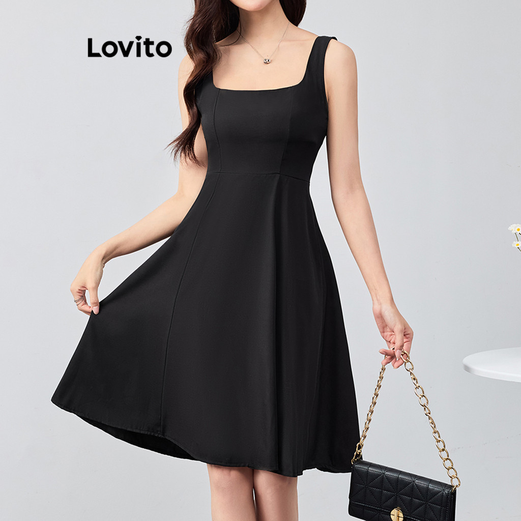 Lovito Vestido Elegante Vestido Básico De Verão Para Mulheres L116MD003 em Oferta na Shopee