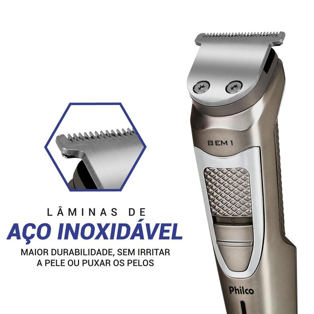 Detalhes do Aparador de Pelos Philco Multigroom 8 em 1 5W PAP16
