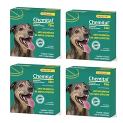 Kit 4 Chemital Chemitec Vermífugo para Cães - 4 Comprimidos