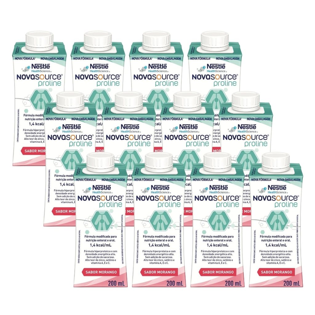 Novasource Proline Morango Tetra Slim 200ml Kit 12 unidades - (Nestle) em Oferta na Shopee