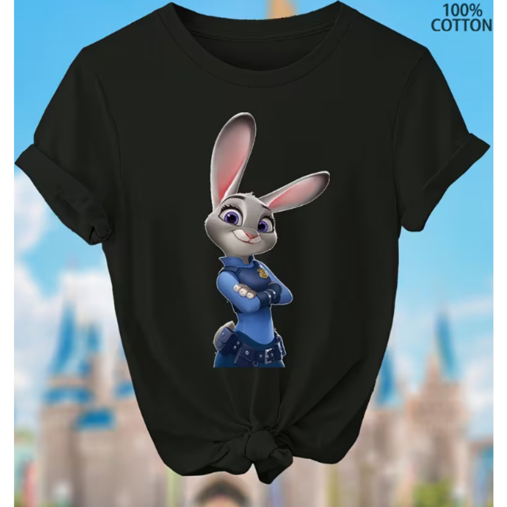 Camiseta Feminina Moderna Em Puro Algodão Com Estampa Do Uniforme Policial De Judy Hopps, Do Filme Zootopia