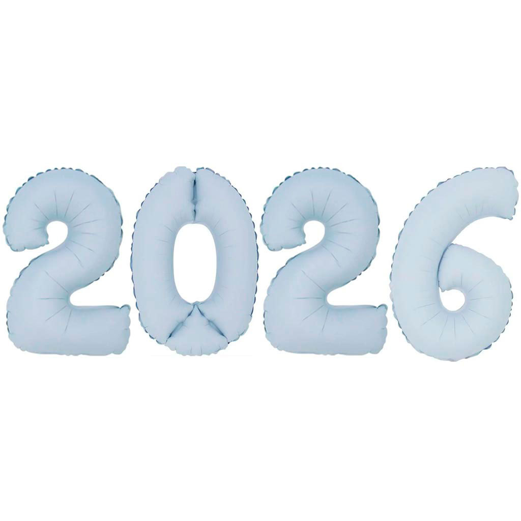 Balão Cromado 2026 Kit Branco Fosco 16" - Silver Festas