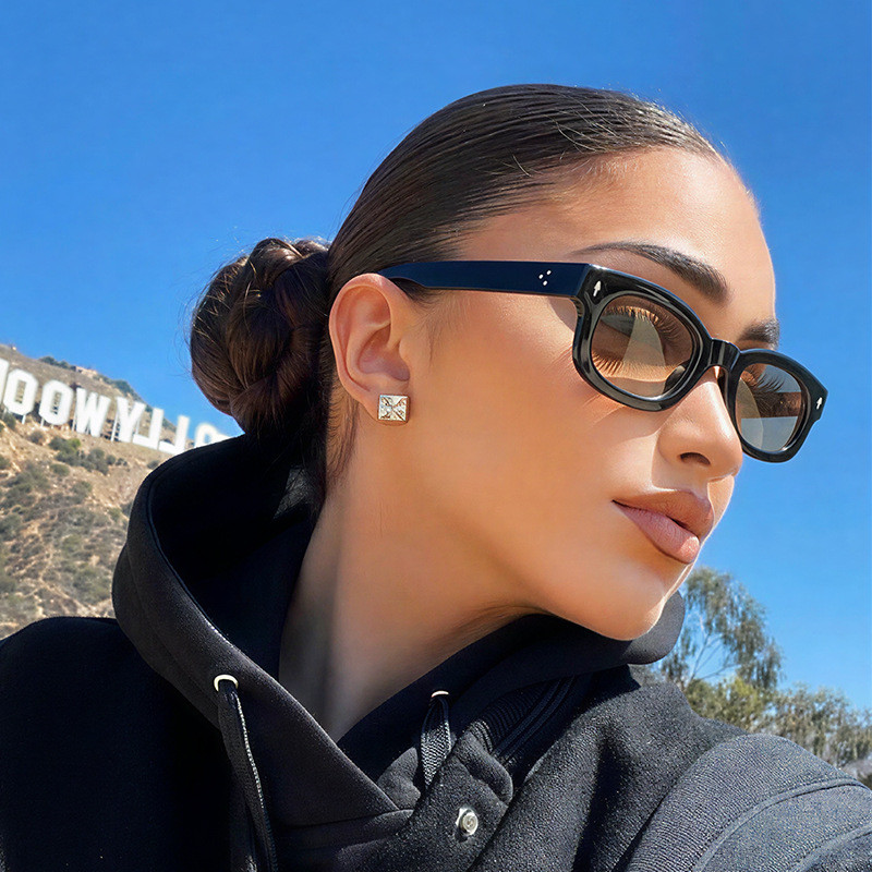 Óculos De Sol Com Strass De Seta Pequena – Retrô Femininos Estilo Rua Europeu