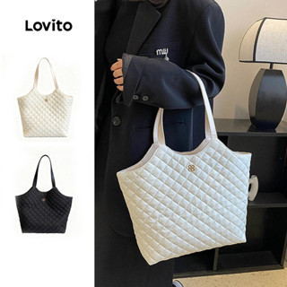 Lovito Elegante Moda Retro Grande Capacidade Rhombic Lattice E Trabalhadores Bolsa De Compras Mulheres LFA52154 em Oferta na Shopee