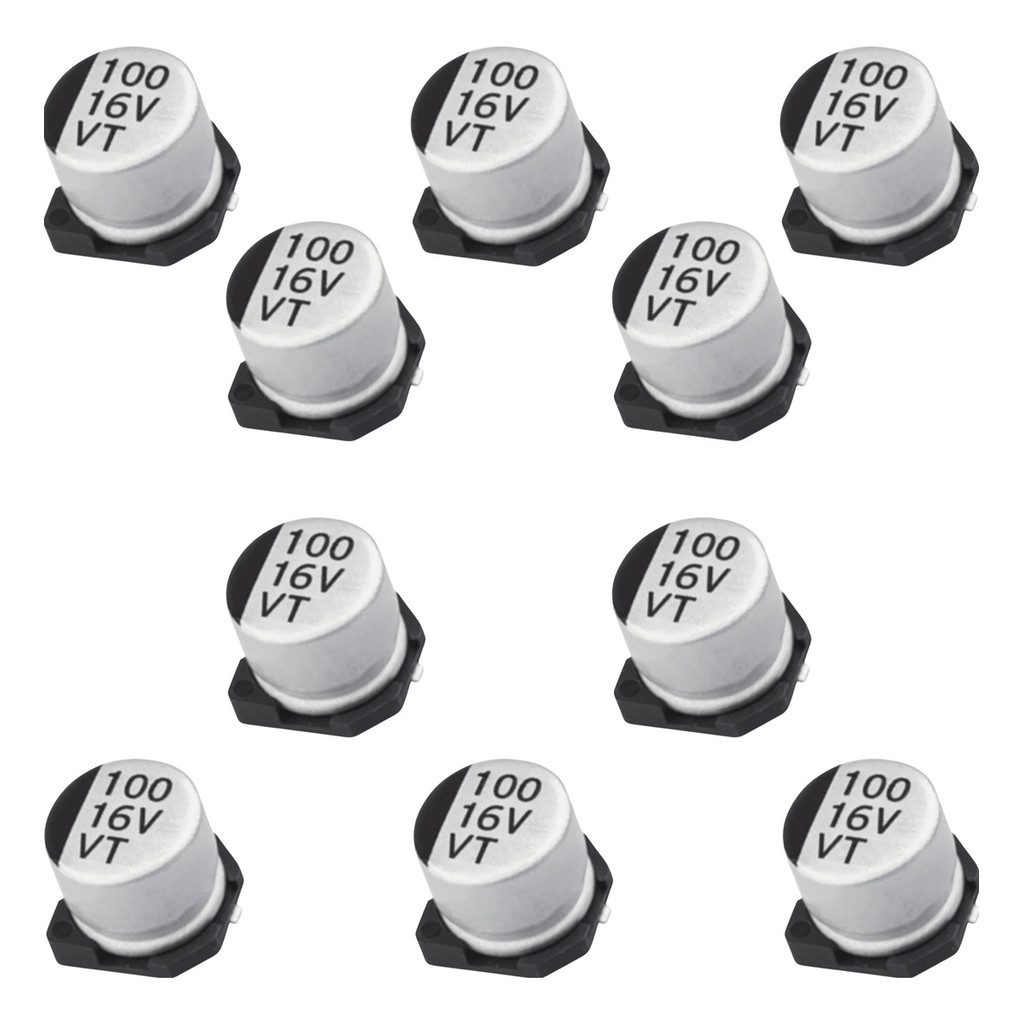 Kit 10 Capacitores 100uf 16v Smd 6.3x5.4mm Alta Qualidade