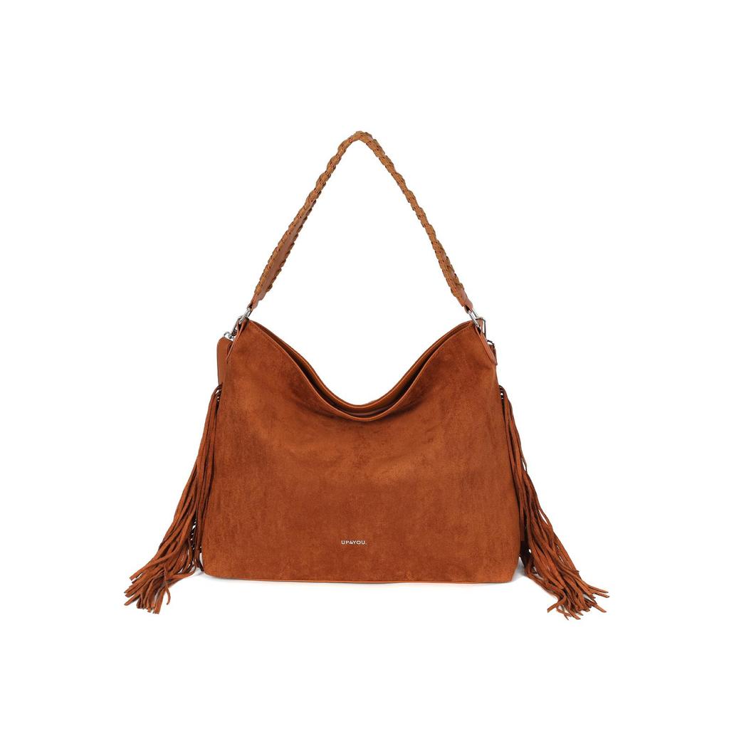 Bolsa Hobo Média de Ombro em Camurça com Franja Up4you em Oferta na Shopee