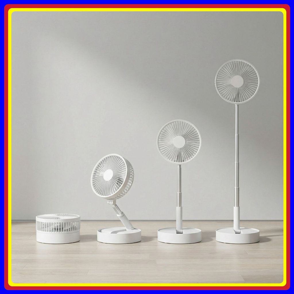 Ventilador Portátil Dobrável 4 Velocidades Recarregável USB Retrátil 180℃ Mesa Coluna Forte