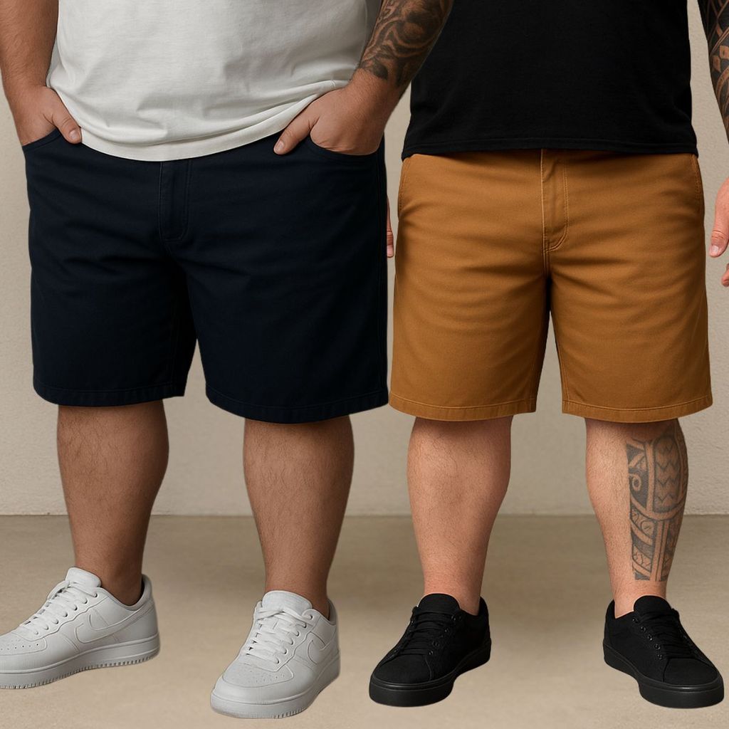 Kit 2 Bermudas Sarja Masculina Plus Size Exg Grande 48 Ao 58