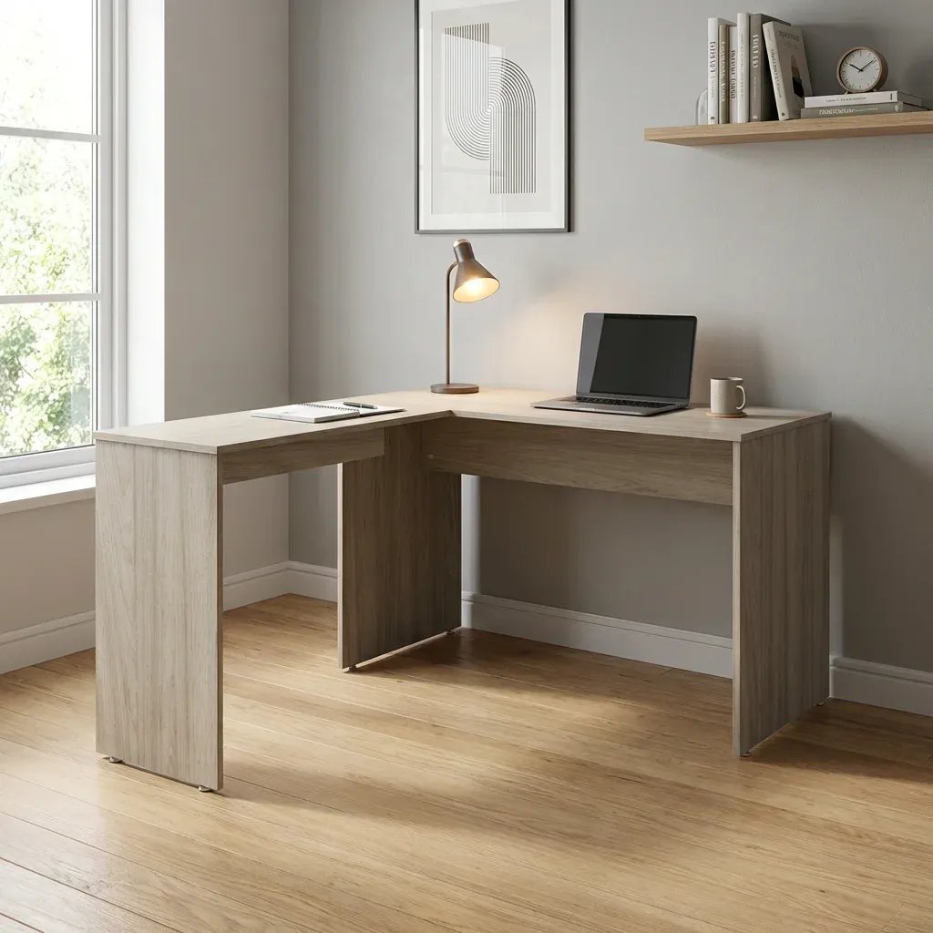 Escrivaninha em L Mesa de Escritório 150x120cm Studio Legno Crema Legno Crema