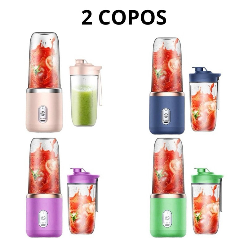 400ML 2copos Espremedor Elétrico Mini Liquidificador Portátil 6 Lâminas De Suco De Alimentos Misturador TOP