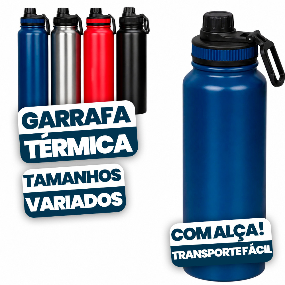Garrafa Térmica 850ml Squeeze Inox Agua Esportiva com Pegador– Academia Bike Camping Dia A Dia