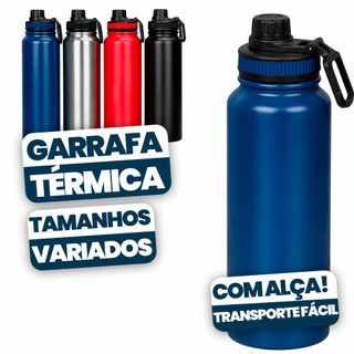 Garrafa Térmica 850ml Squeeze Inox Agua Esportiva com Pegador– Academia Bike Camping Dia …