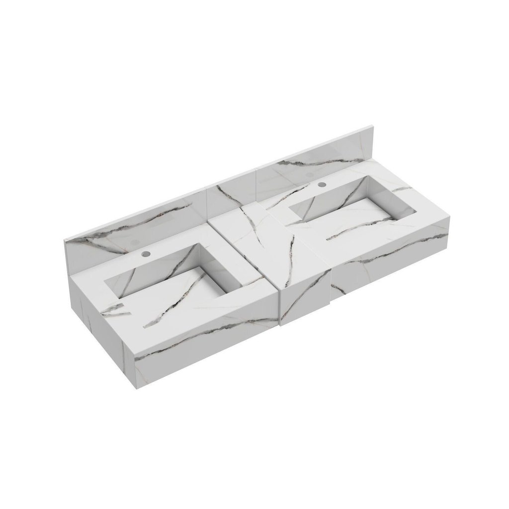 Bancada em Porcelanato 120cm com Cuba Esculpida Ripy Yescasa Branco/Calacata Calacata · foto 2