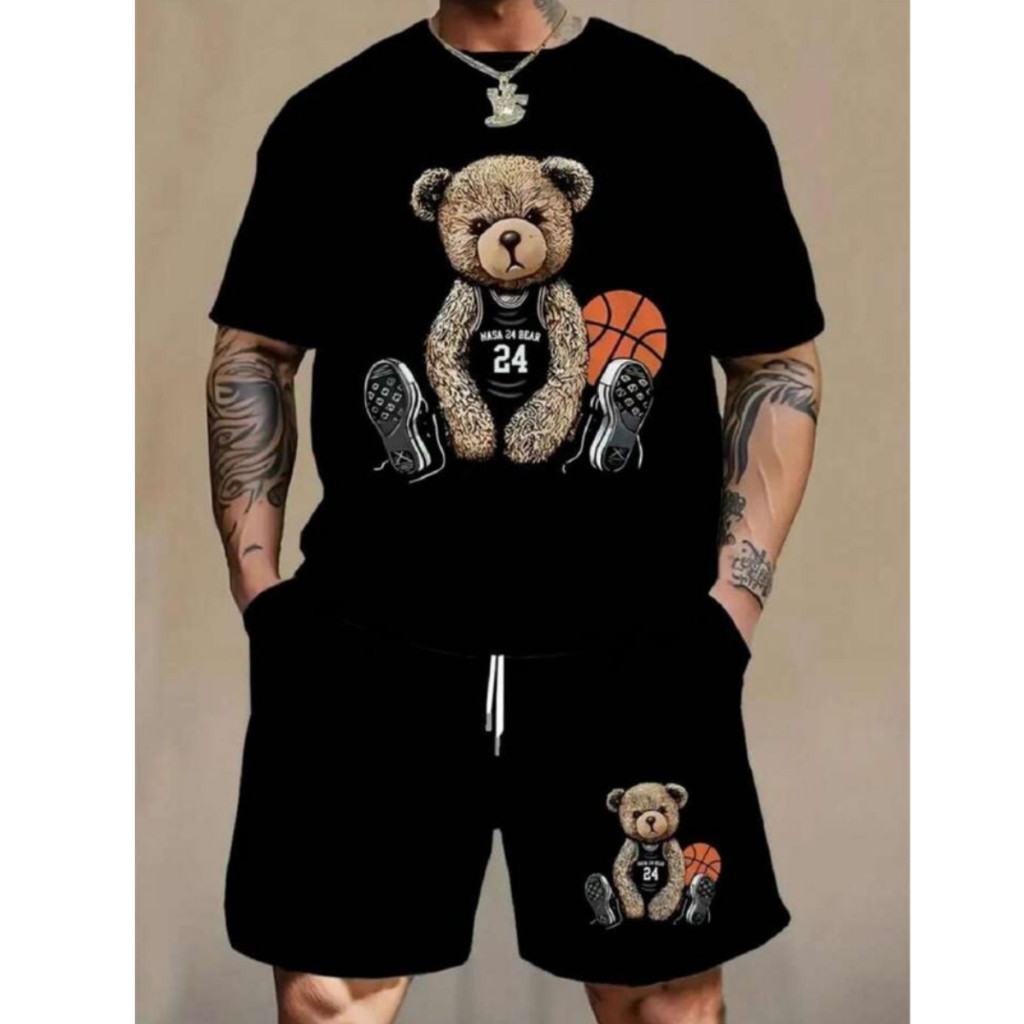 KIT Conjunto Camiseta + Shorts  TACTEL Masculino URSO BASQUETE Lançamento Alta Qualidade Exclusivo Primavera Verão