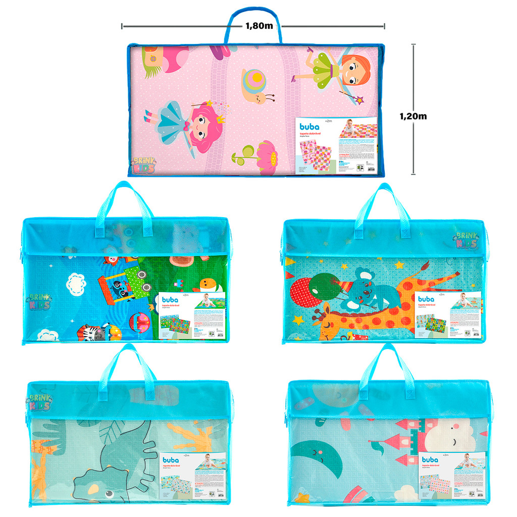 Tapete Dobrável Buba 1,80m x 1,20m Dupla Face Impermeável Tapete infantil Bebê