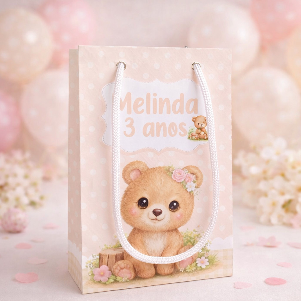 Sacolinha personalizado Bichinhos tamanho P/lembrancinha/aniversário/festa infantil