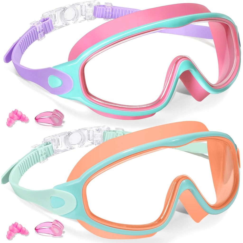 Óculos de natação infantis Keary2Pack, adequados para crianças de 3 a 15 anos, possuem proteção UV e funções antiembaçan