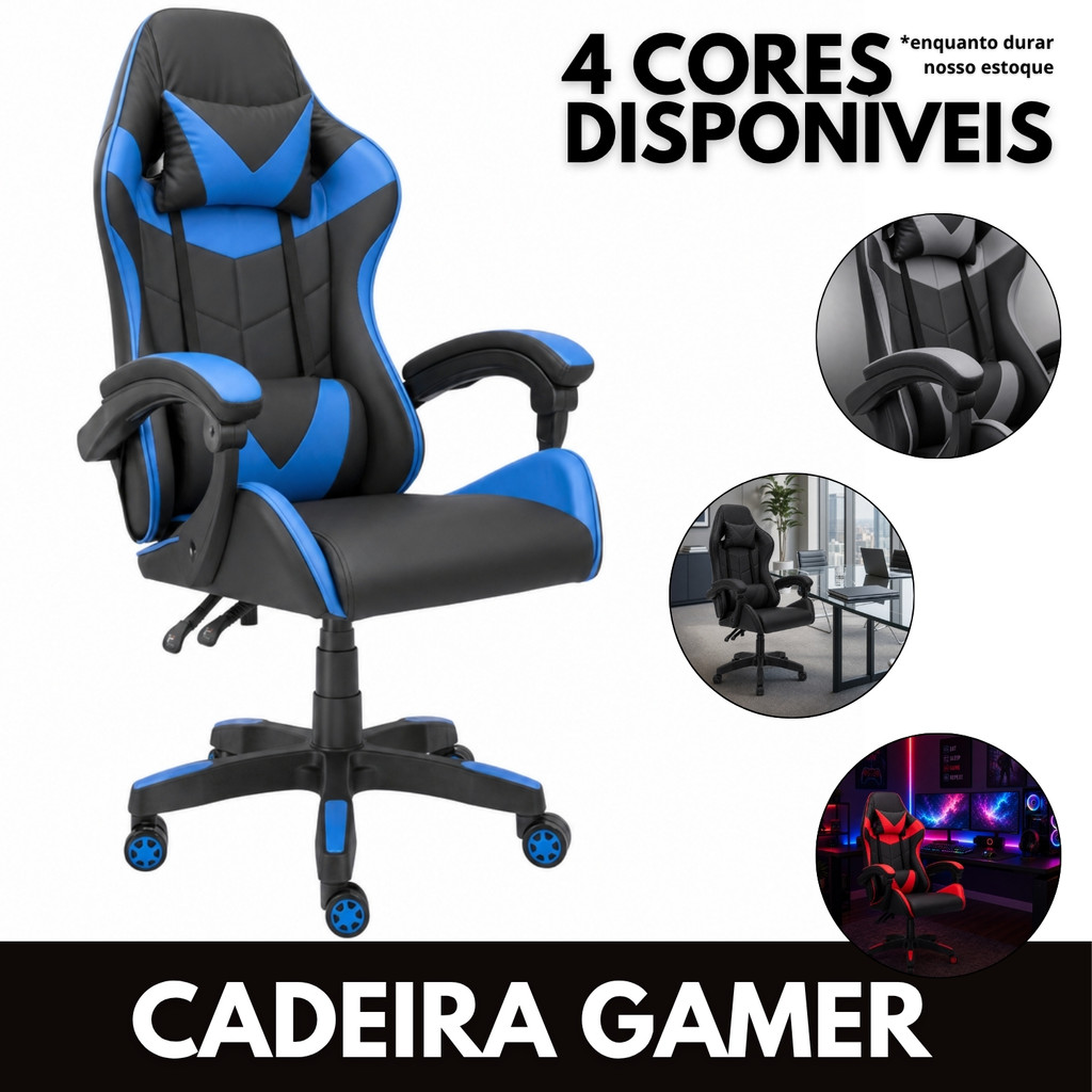 Cadeira Gamer Executiva Ergonômica Reclinável Para Setup Escritório Home Office Conforto Premium
