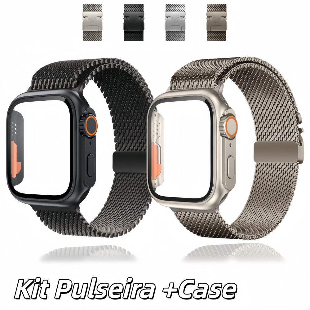 Milanesa Pulseira Aço inoxidável+Mudar Para Ultra Case Para Apple Watch 40mm 38m