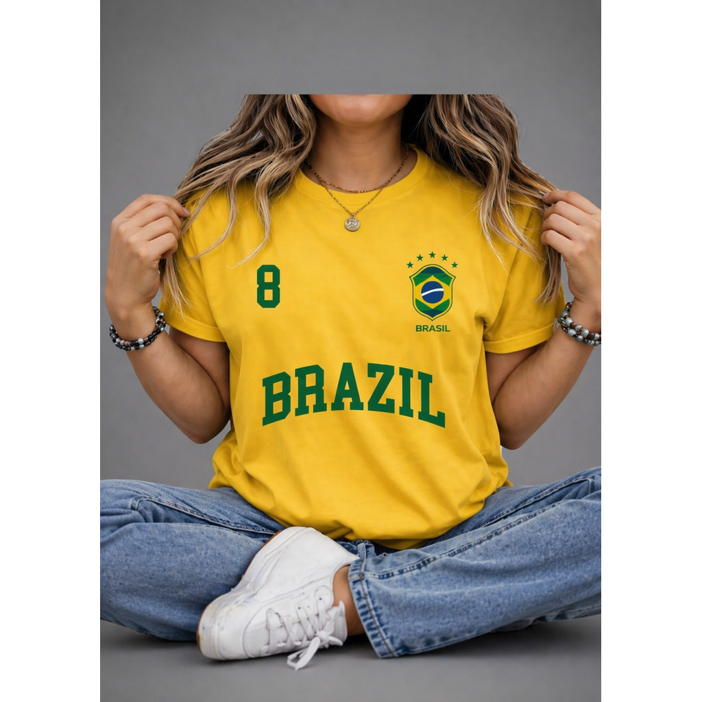 Camiseta feminina t-shirt seleção brasileira copa do mundo brasil em malha Premium confortável e leve envio imediato