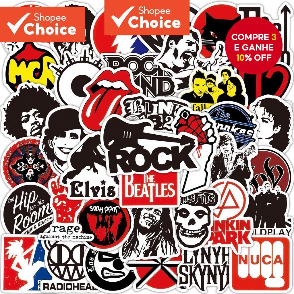 Bandas De Rock Adesivos À Prova D'água 100/50 Peças , Decalques Musicais Graffiti , Capacete Bicicleta Lápis Caso Mão Co