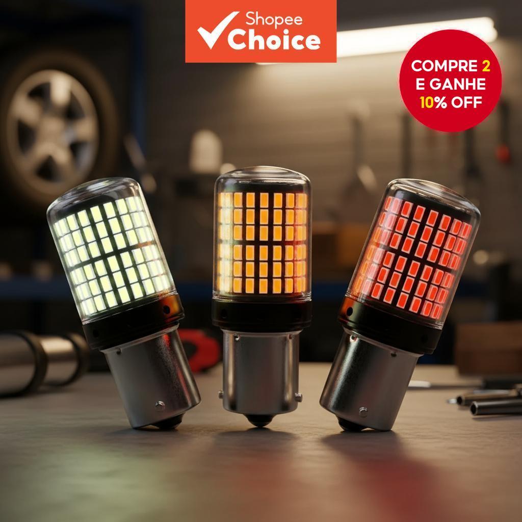 144-LED Ba15s/1156/1157 lâmpadas – Luzes de seta, DRL, neblina, traseira, freio e ré, 12V, 33SMD, vermelha/branca em Oferta na Shopee
