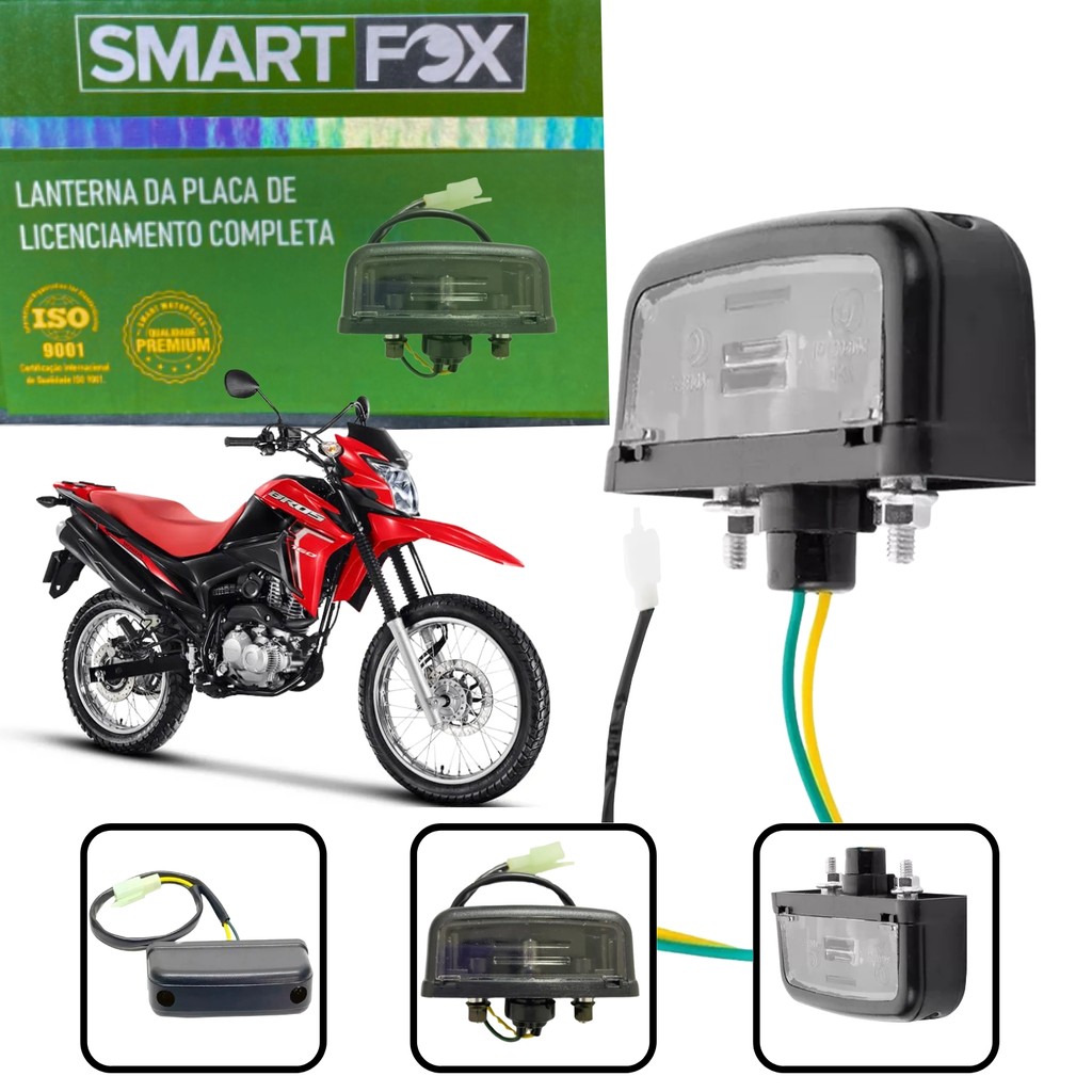 LUZ DE PLACA LANTERNA TRASEIRA COMPLETO SMARTFOX HONDA NXR BROS 150 160 XRE 190 XRE 300 — imagem 2 de 2