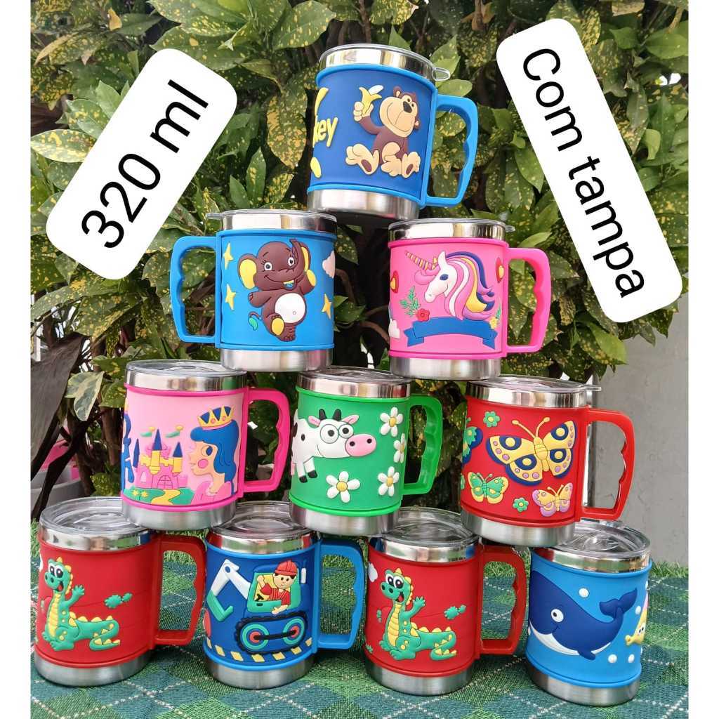Caneca Infantil Emborrachada 3D Alto Relevo - Anti-derramamento, Segura, Design Divertido! em Oferta na Shopee