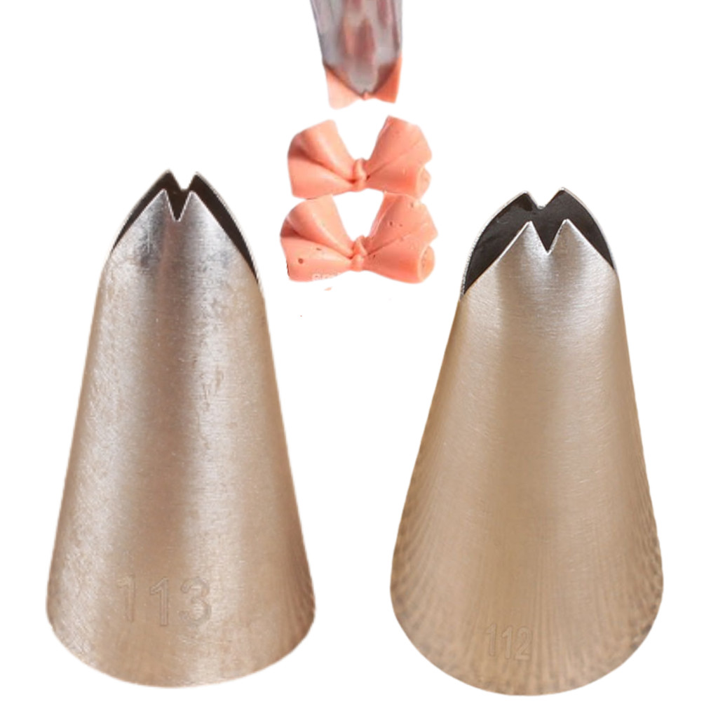 Bico de Confeitar 112 e 113 Para Fazer Laços Chantilly Inox Rosas Decorações Doces Pétala Aço Inox