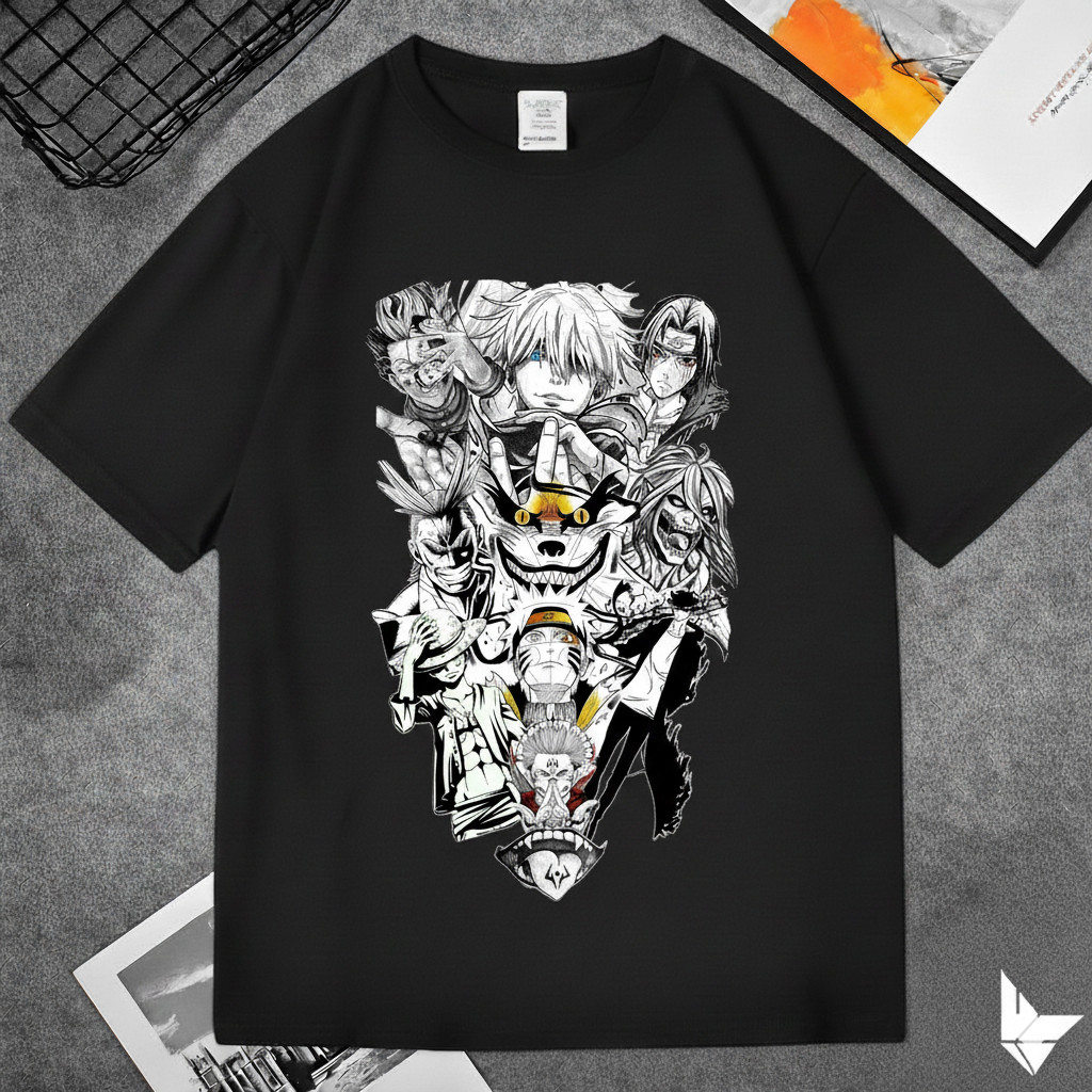 Camiseta Unissex Anime Múltiplos Personagens Coleção Estilosa Confortável Divertida Casual