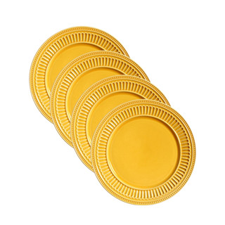 Prato Raso de Jantar Refeição Poppy Amarelo Conjunto 4 Unidades Ceramica Scalla em Oferta na Shopee