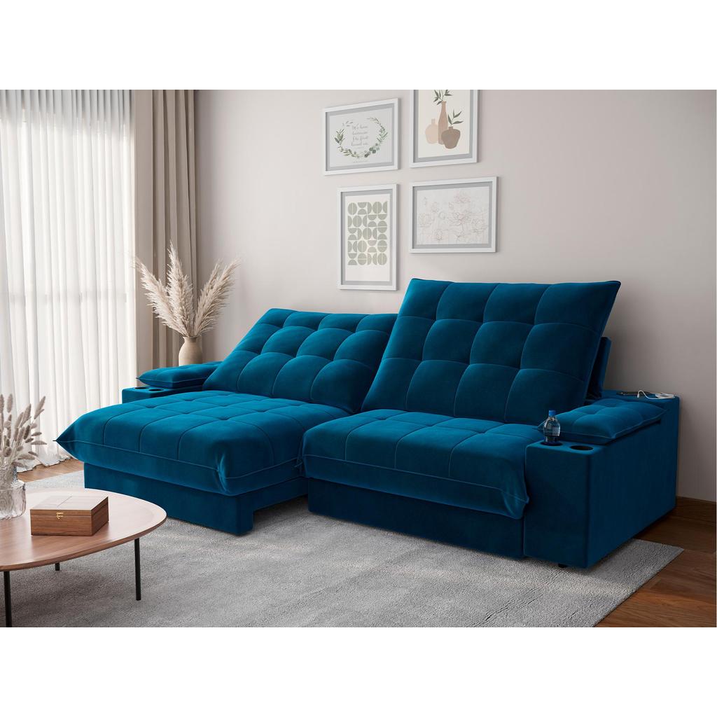 Imagem Sofá Thor 2,50cm com Super Pillow e Molas Ensacadas Veludocristal- NETSOFAS