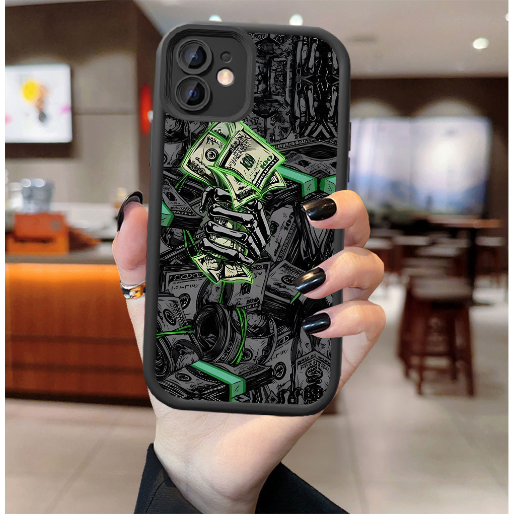 Capa Para Celular iPhone 17 Pro Max 17Air 16 15 13 11 14 12 11 Preto E Verde Ficar Rico Rápida N109x51577