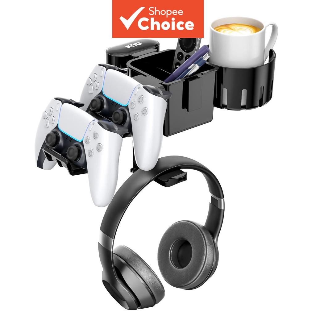 Suporte Controlador de Mesa - Cabide Giratório 5 em 1 para Fone de Ouvido com Porta-Copos - Organizador de Mesa com