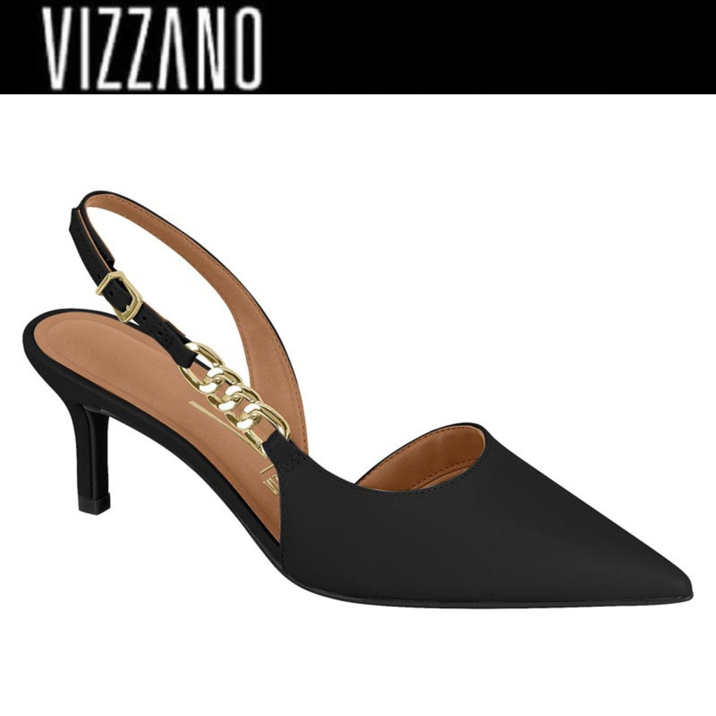 Scarpin Vizzano Feminino Slingback Bico Fino Salto Corrente Original em Oferta na Shopee