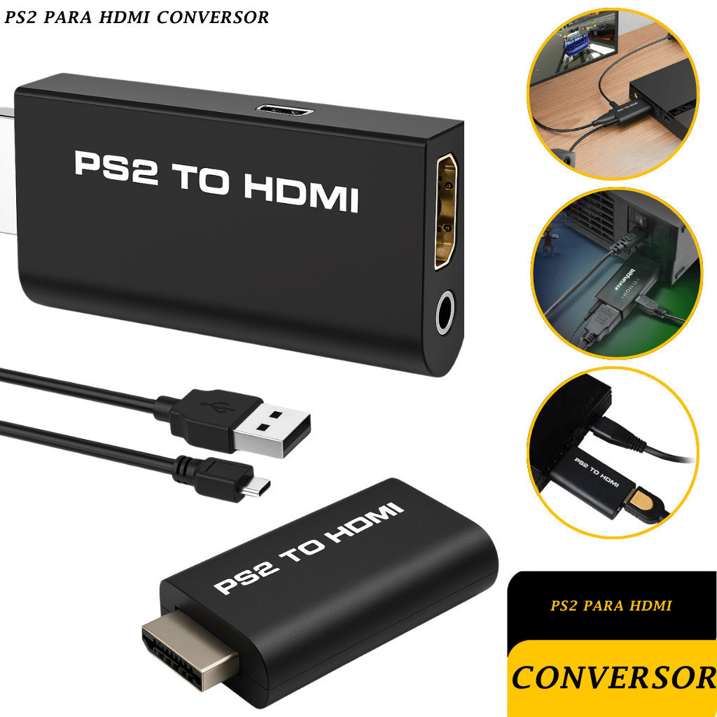 Adaptador Conversor Ps2 Audio Vídeo Av Para Cabo Hdmi Premium